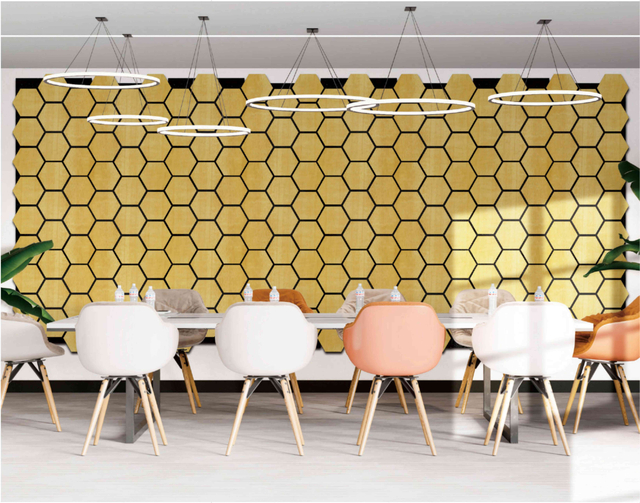 Hexagon akustiske lamelpaneler